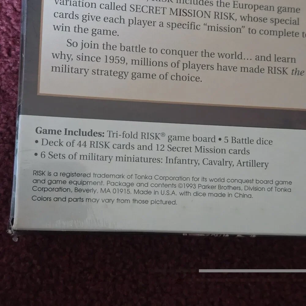 Vintage Risk - The World Conquest Game 1993 Parker Brothers New Sealed